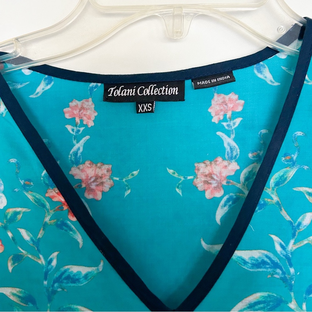 Tolani Anthropologie long sleeve floral print paisley top blouse shirt blue navy - Picture 4 of 5